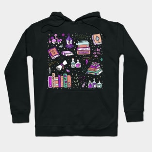 Cute fantasy books and fantasy items illustration Hoodie